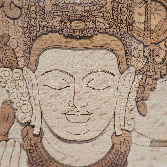 Framed Wood TRIMURTI ELEPHANTAE MAHESHA-MURTI handpicked Indian Art Picture - Picture 2 of 7